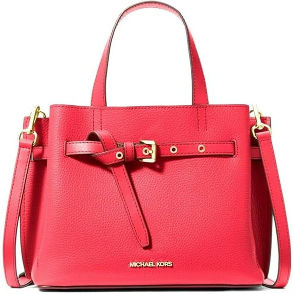 NEW Michael Kors Emilia Small Pebbled Leather Satchel Bright Red